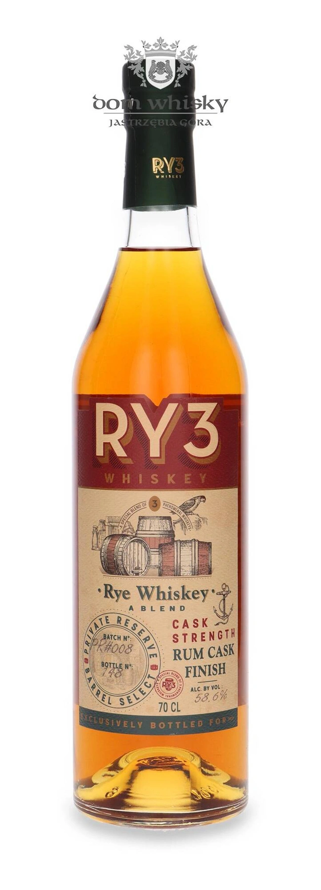 Ransom Wines & Spirits Ry3 Rye Whiskey Cask Strength Rum Cask Finish