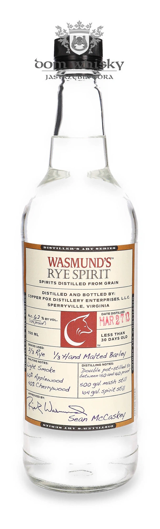 Copper Fox Distillery Wasmund’s Copper Fox Rye Spirit