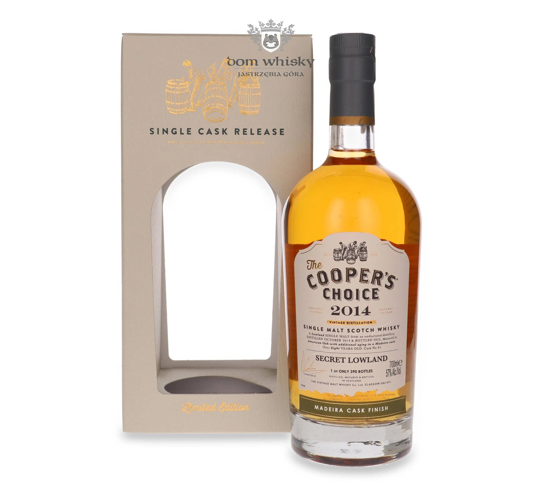 The Vintage Malt Whisky Co. 8 YO Secret Lowland (D.2014, B.2022) Madeira Cask Finish, The Cooper’s Choice