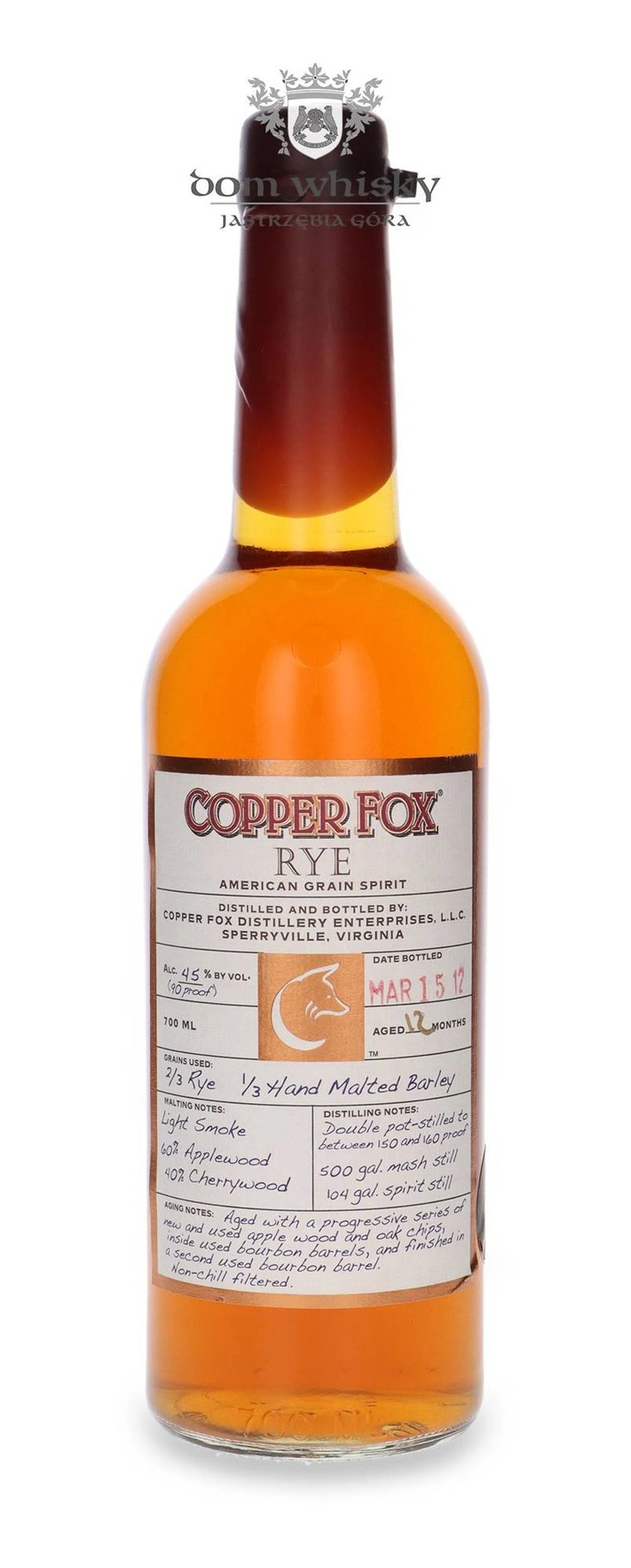 Copper Fox Distillery Wasmund's Copper Fox 12 Months 15.03.2012
