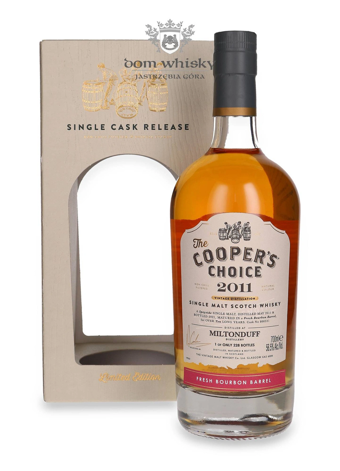 The Vintage Malt Whisky Co. 10 YO Miltonduff (D.2011, B.2021) Fresh Bourbon Barrel, The Cooper’s Choice