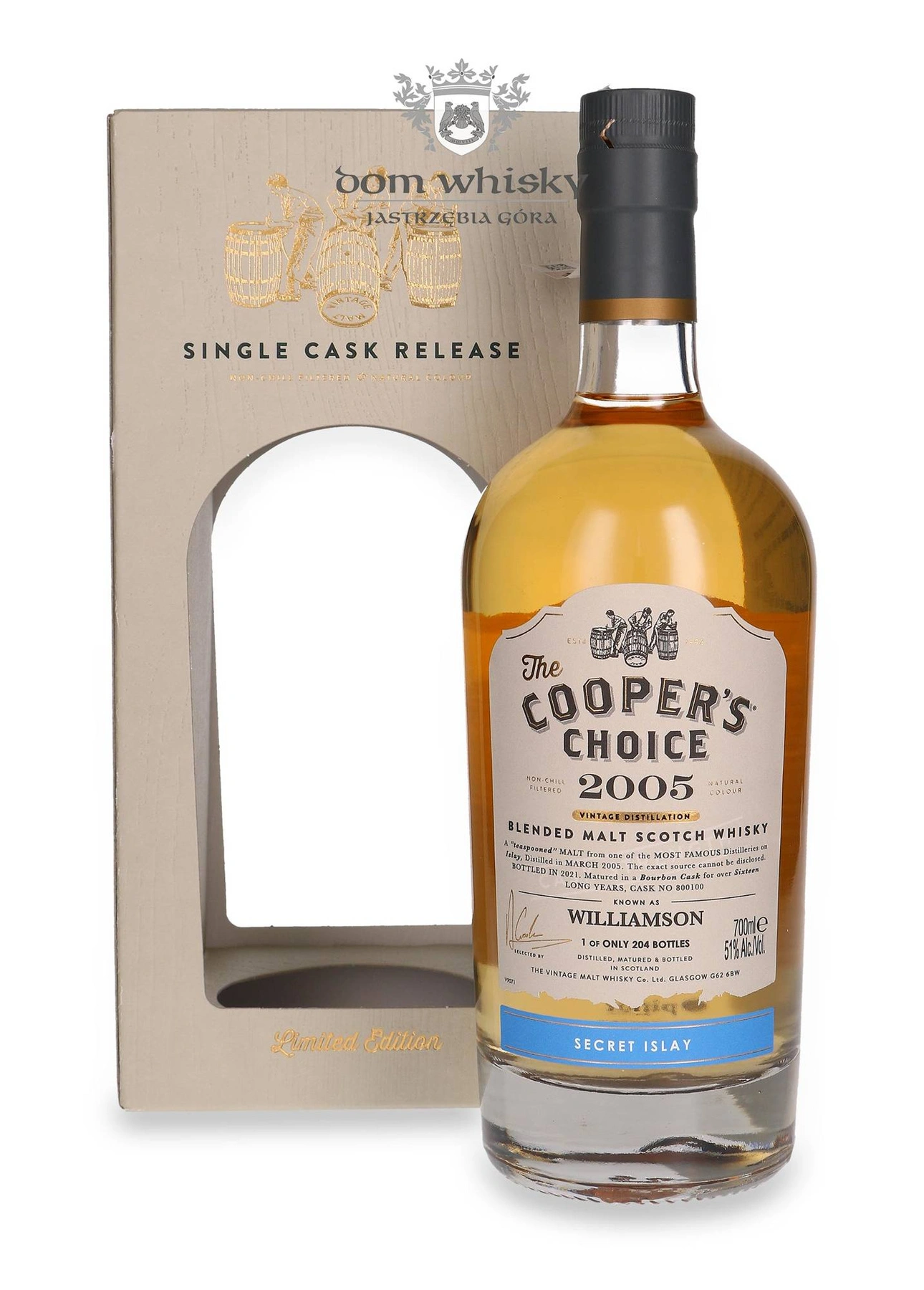 The Vintage Malt Whisky Co. 16 YO Williamson Secret Islay Blended Malt (D.2005, B.2021) The Cooper’s Choice