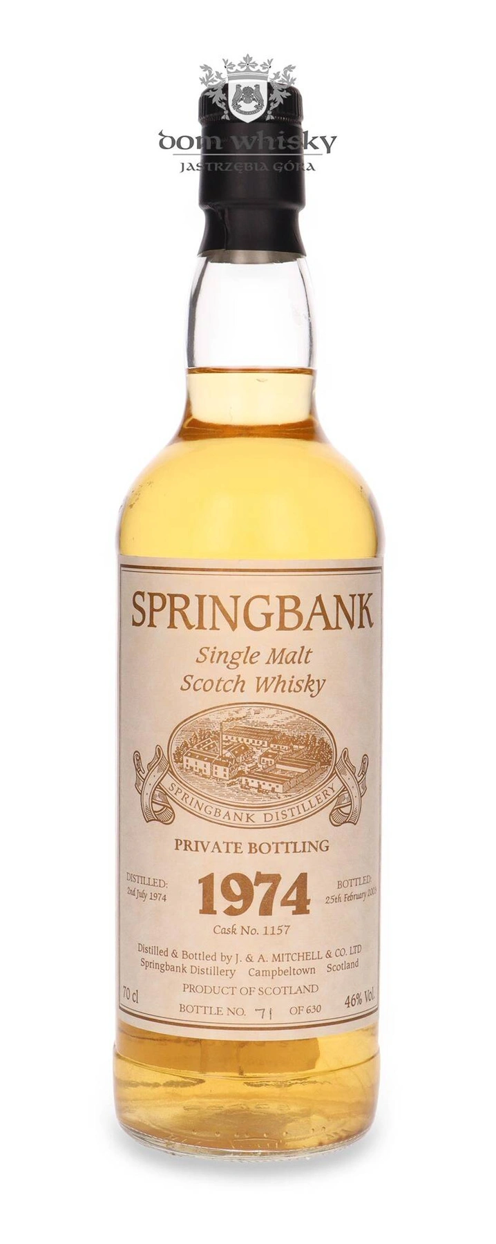 Springbank 1974 (Bottled 2003) Private Bottling Cask 1157, Bottle No. 71