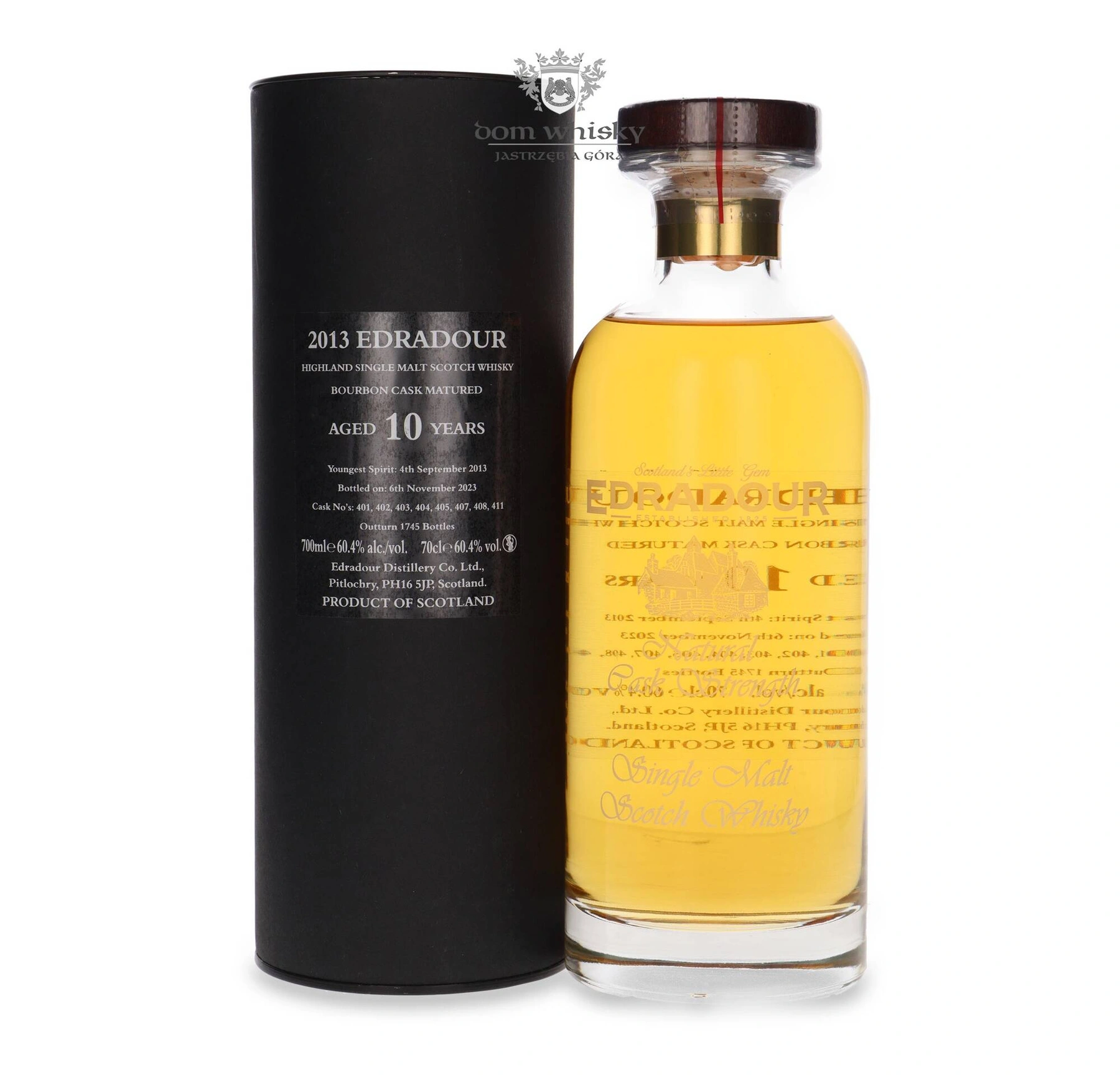 Edradour 10 YO (D.2013, B.2023)bourbon Cask Matured Ibisco Decanter