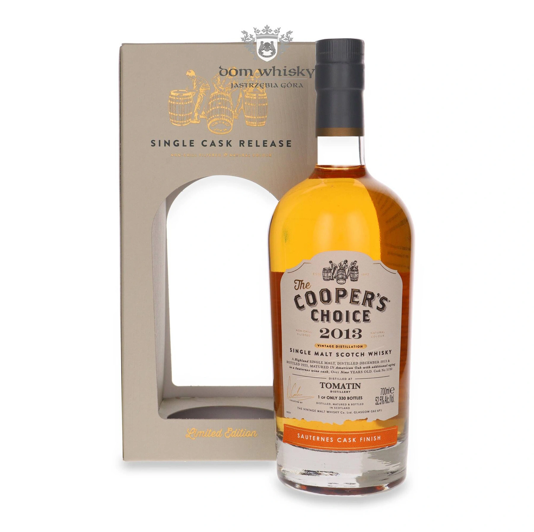 The Vintage Malt Whisky Co. 9 YO Tomatin (D.2013, B.2023) Sauternes Cask Finish, The Cooper’s Choice
