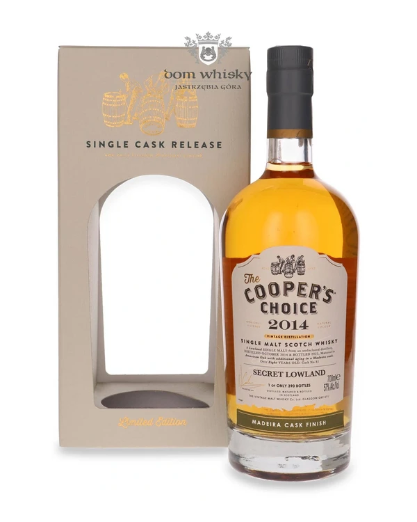 The Vintage Malt Whisky Co. 8 YO Secret Lowland (D.2014, B.2022) Madeira Cask Finish, The Cooper’s Choice